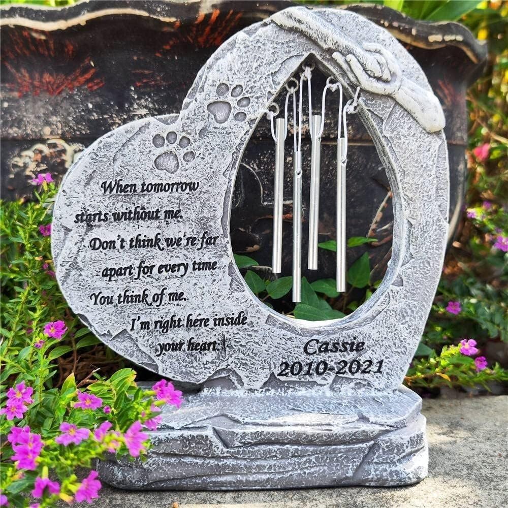 Pet Garden Stones Suitable for Cats with Wind Chimes Gravestones Engraved with Pet Names