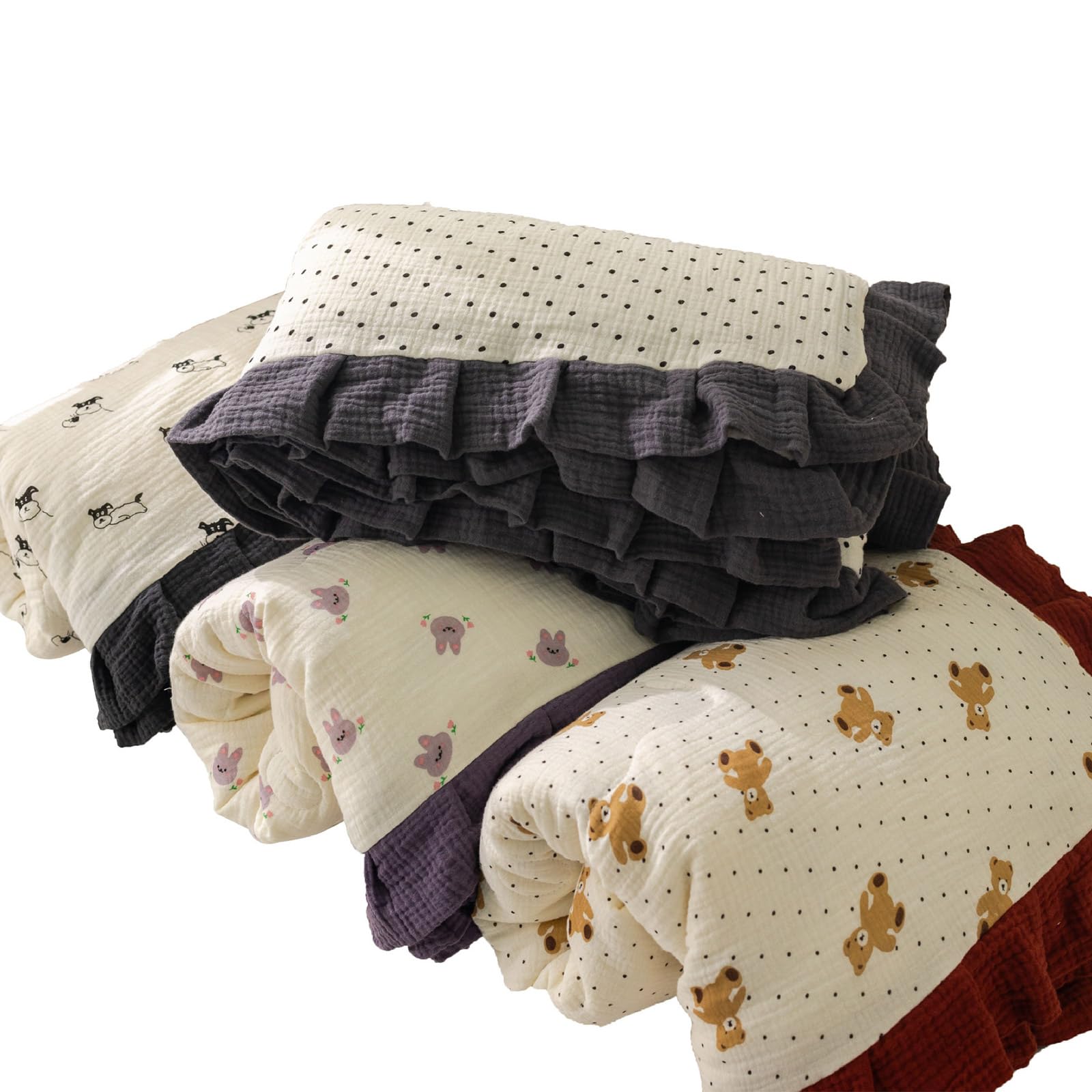 Coperta per bambini in cotone con volant traspirante coperte per auto coperte in mussola leggera avvolgere per neonati e neonati regalo doccia