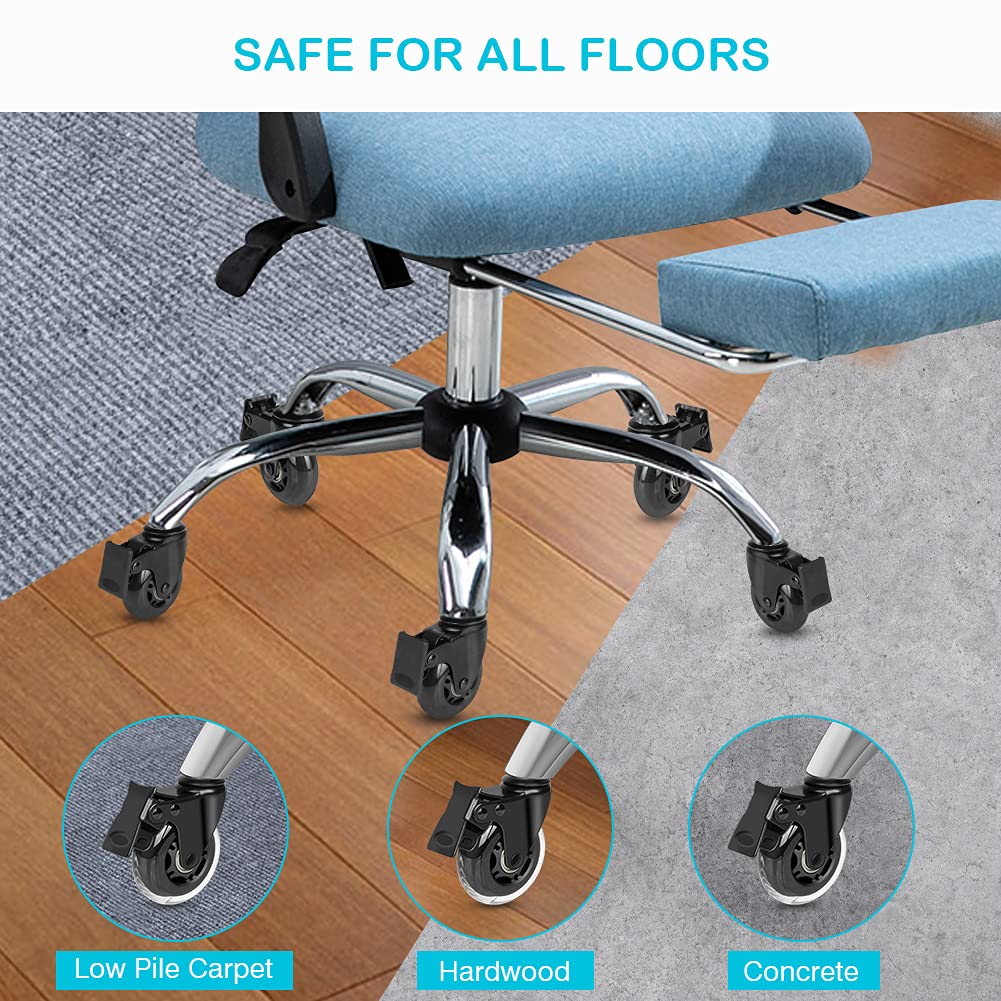 Hirate 5pcs Threaded Stem Casters 5/16"-18UNC with Brake, 3" Heavy Duty Swivel Locking Casters Replacement Quiet Rolling Safe for Office Home, Include Flange Lock Nuts: Industrial & Scientific