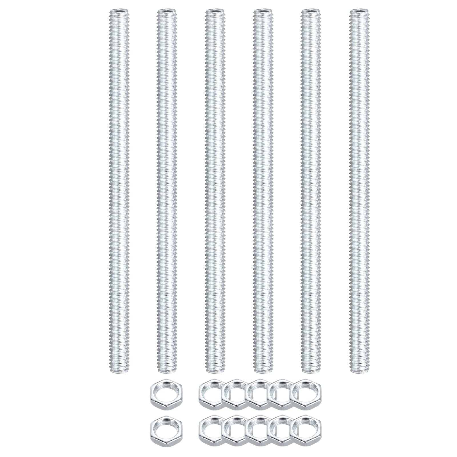 sourcing map Lamp Pipe Nipples Kit with Lock Nuts M6x1 6Pcs 100mm โ image 1