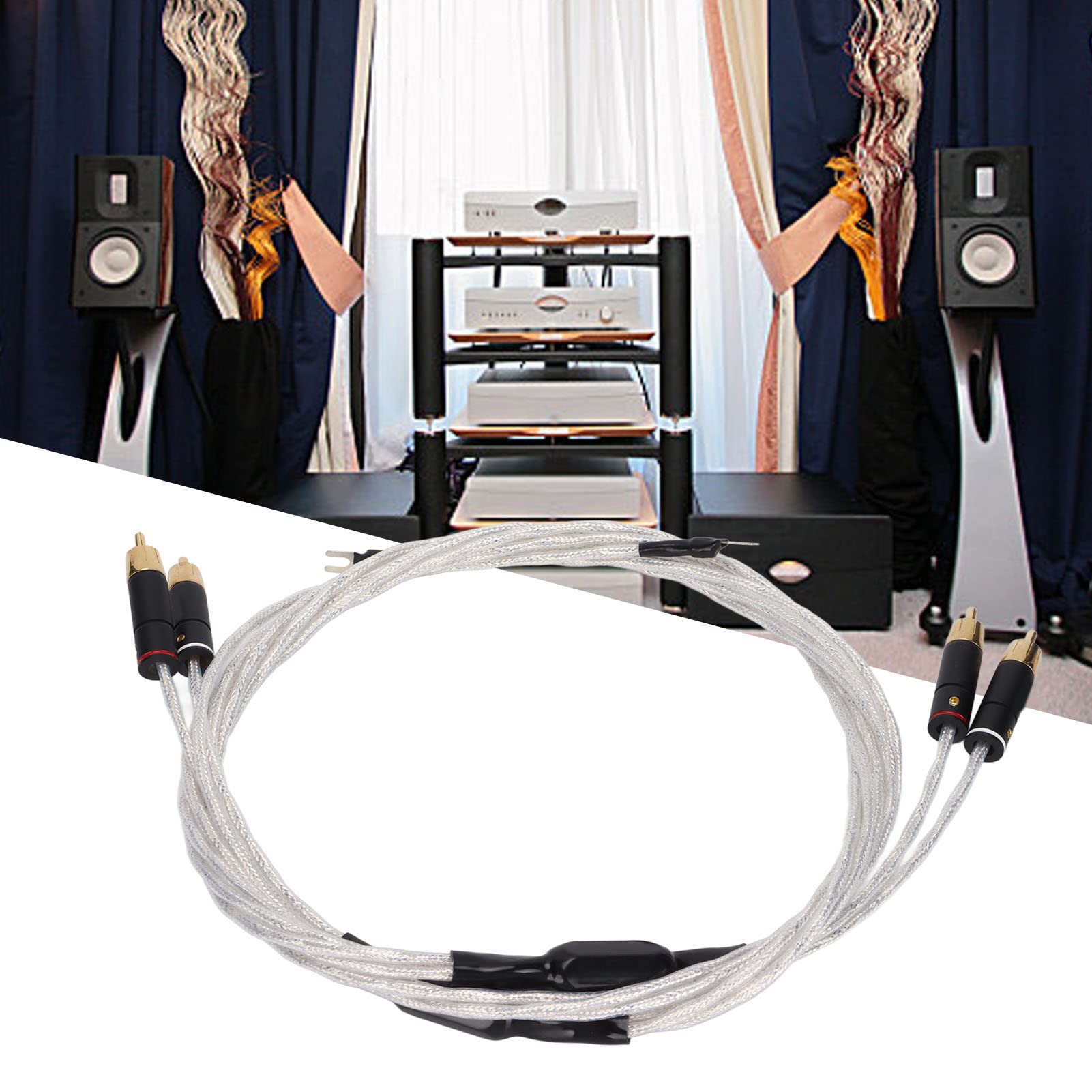 Cavo per Audiofili, Cavi Aux Stereo Placcati in Argento e Oro a Bassa capacità per Tablet con Altoparlanti HDTV (2M)