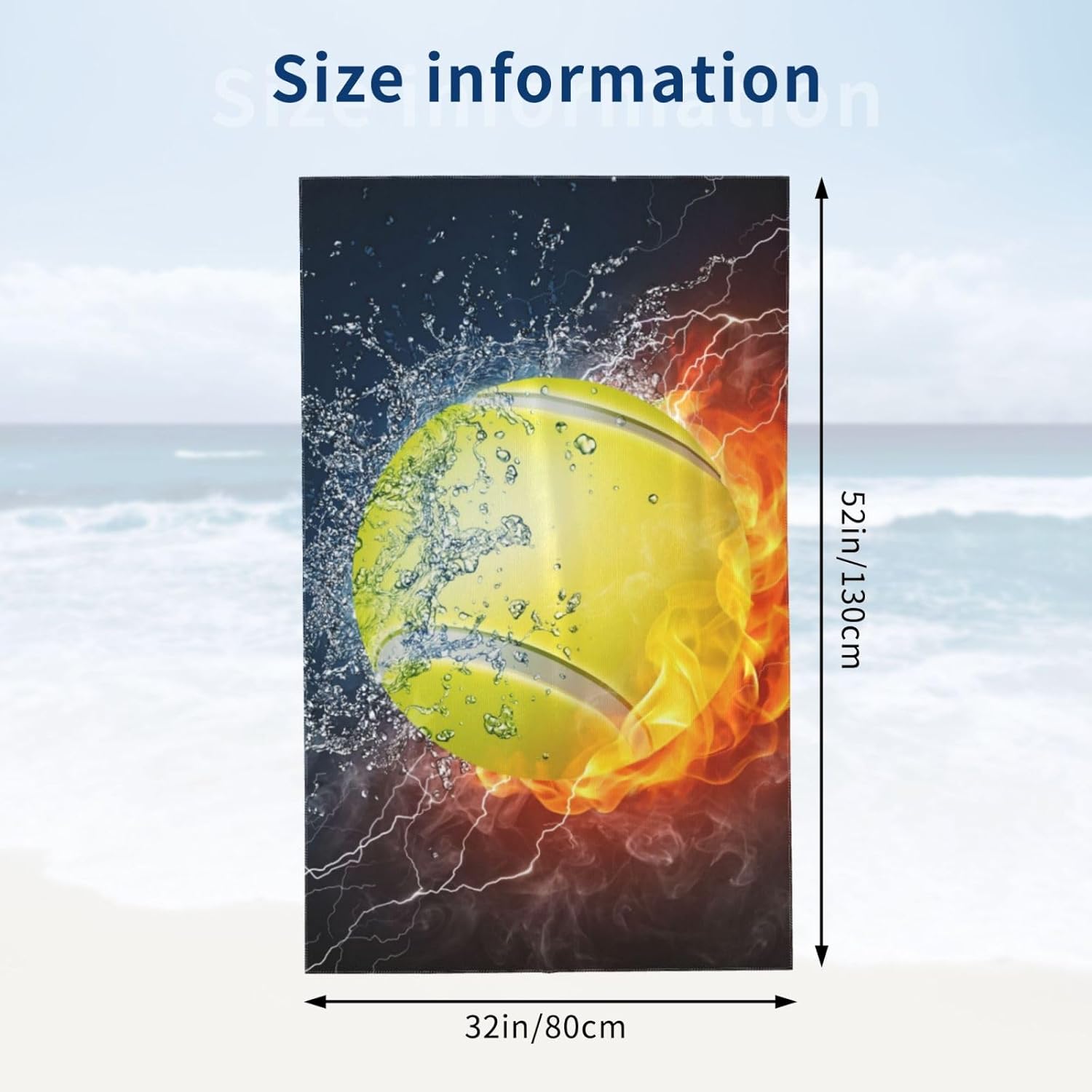 VOOHDDY Tennis Ball Beach Towel Large Soft Absorbent Microfiber Quick Dry Oversized Bath Towels for Bathroom Men Boys Pool Camping Travel Swimming Picnic Sports