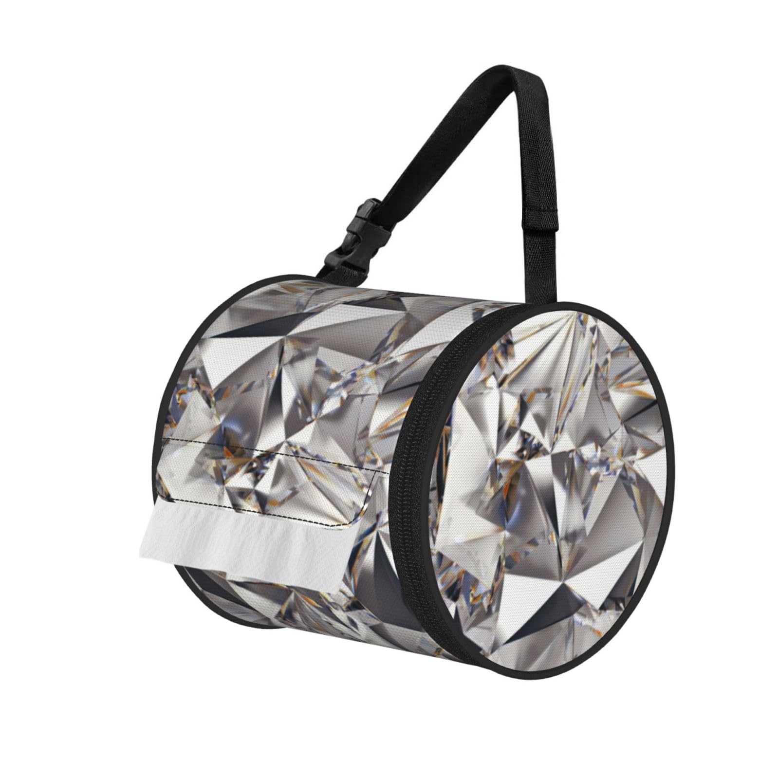 Glitter Abstract Diamond Crystal Pattern Print Fashion Tissues Organizer Box, Hanging Tissue Holder For Purse Coins For Car Office Daily Outing