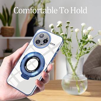 Compatible with Xiaomi Poco F7 Ultra Case with Magnetic Stand, for Poco F7 Ultra Phone Cases Silicone Transparent Car Mounts Accessories Funda Shockproof Luxury Protective Original Cover (Blue)