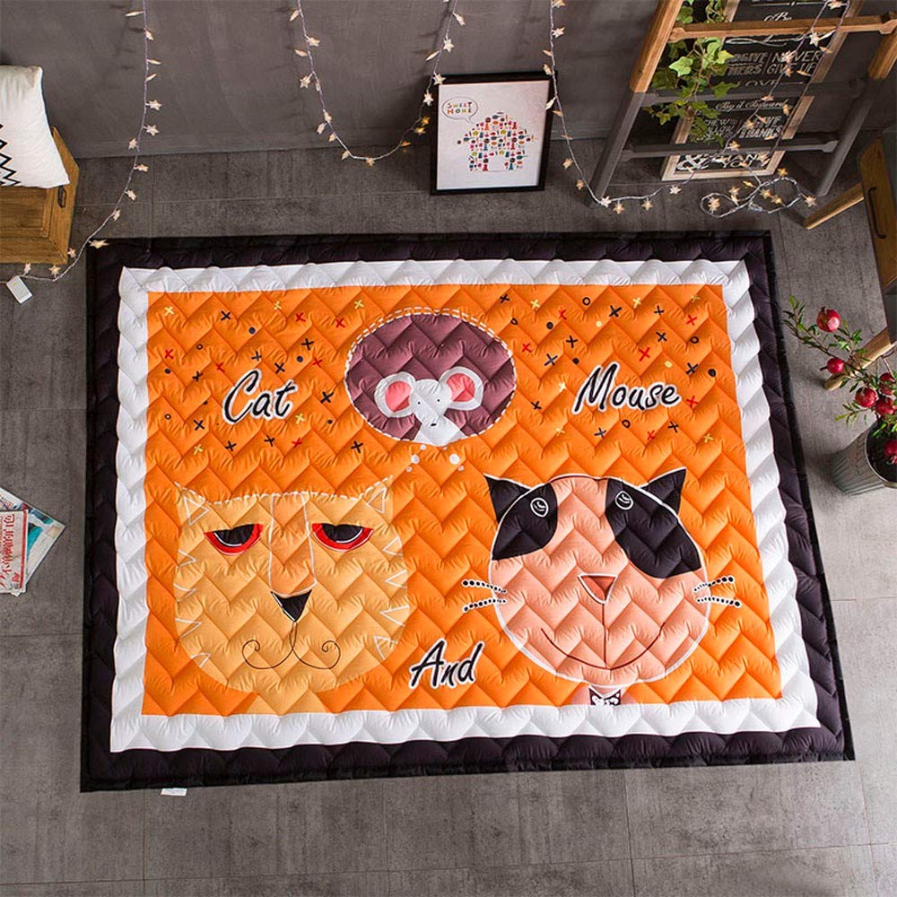 Four Season Baby Crawling Mat Cartoon Thickening 25MM for Living Room Bedroom for Relaxing Reading Baby Pet,Cat Mouse,145195cm