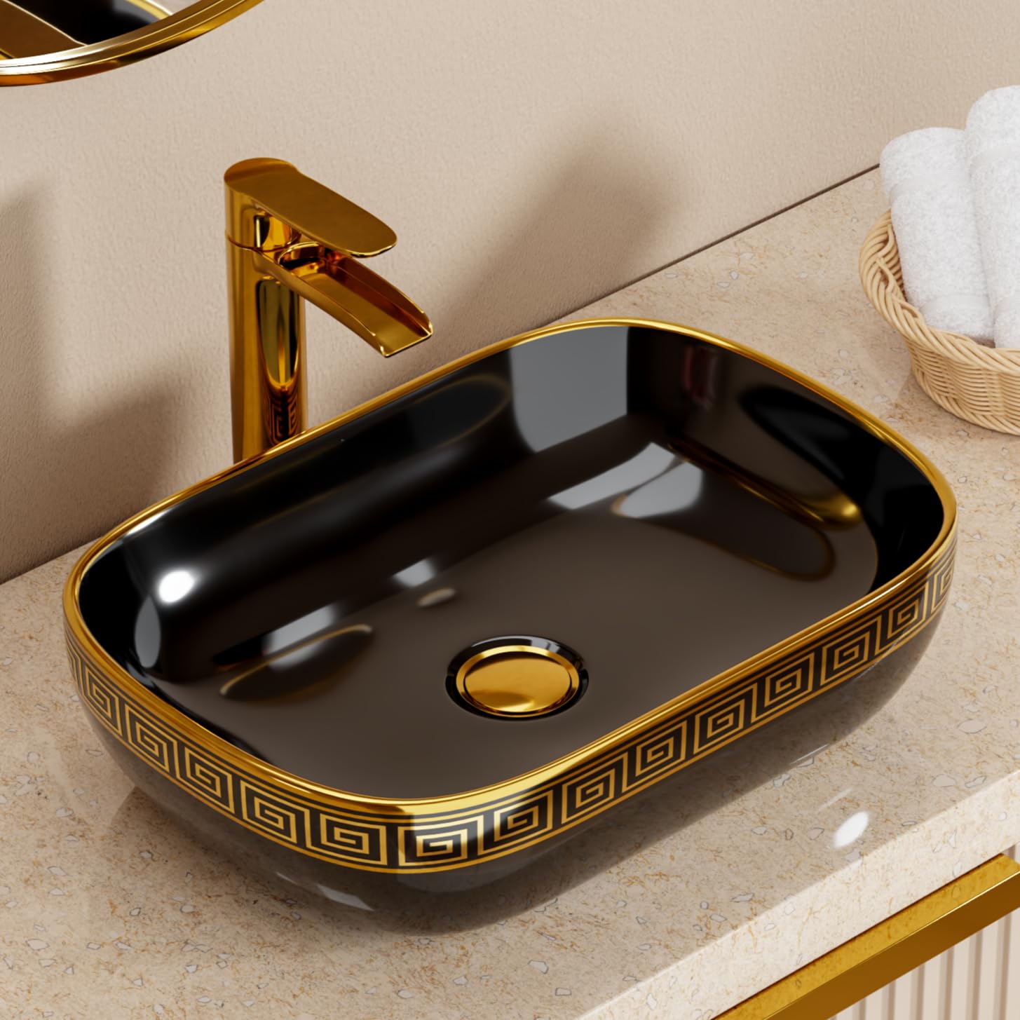 BASSINO Table Top Wash Basin - Glossy Blue & Gold -15 BASSINO Table Top Wash Basin - Glossy Blue & Gold -15
