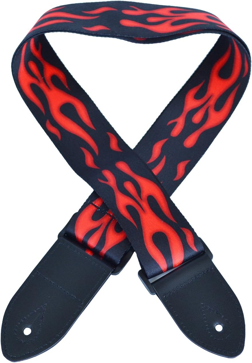 Guitar strap & Jacquard Ribbon Guitar Strap with Leather Ends for Acoustic Electric Classical Guitar