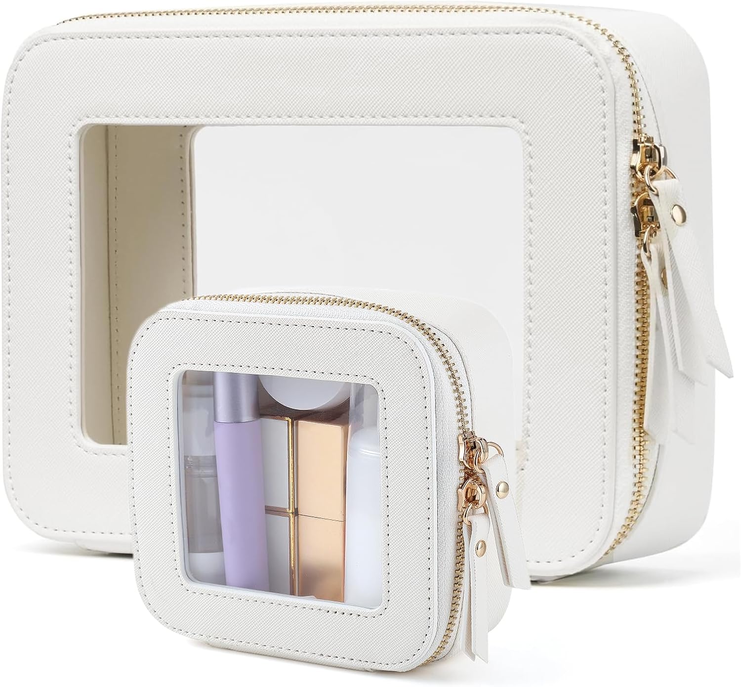 Clear Makeup Bag with Mini Cosmetic Bags,Travel Toiletry Bags for Women,Portable Cosmetic Bags Case, Transparent Waterproof Cosmetic Organizer Storage Bags for Women Men
