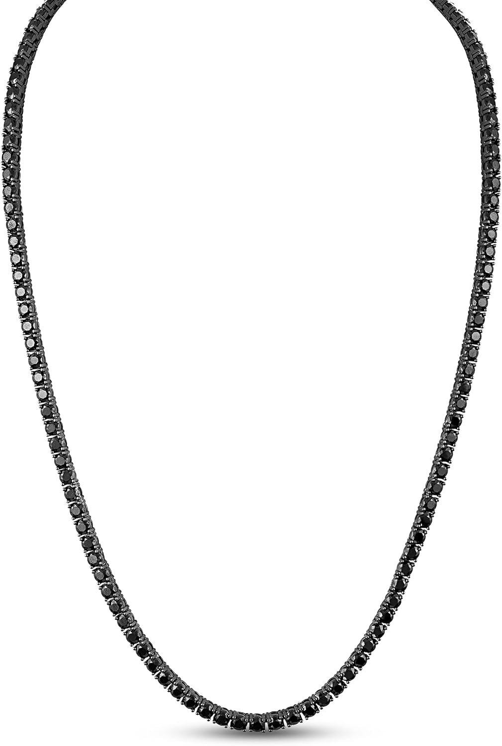Unisex 3mm ANTI-TARNISH Real Oxidized 925 Sterling Silver Black Tennis Chain AAA CZ Stones One Row Choker Necklace 18-24'' Bracelet 7-9''