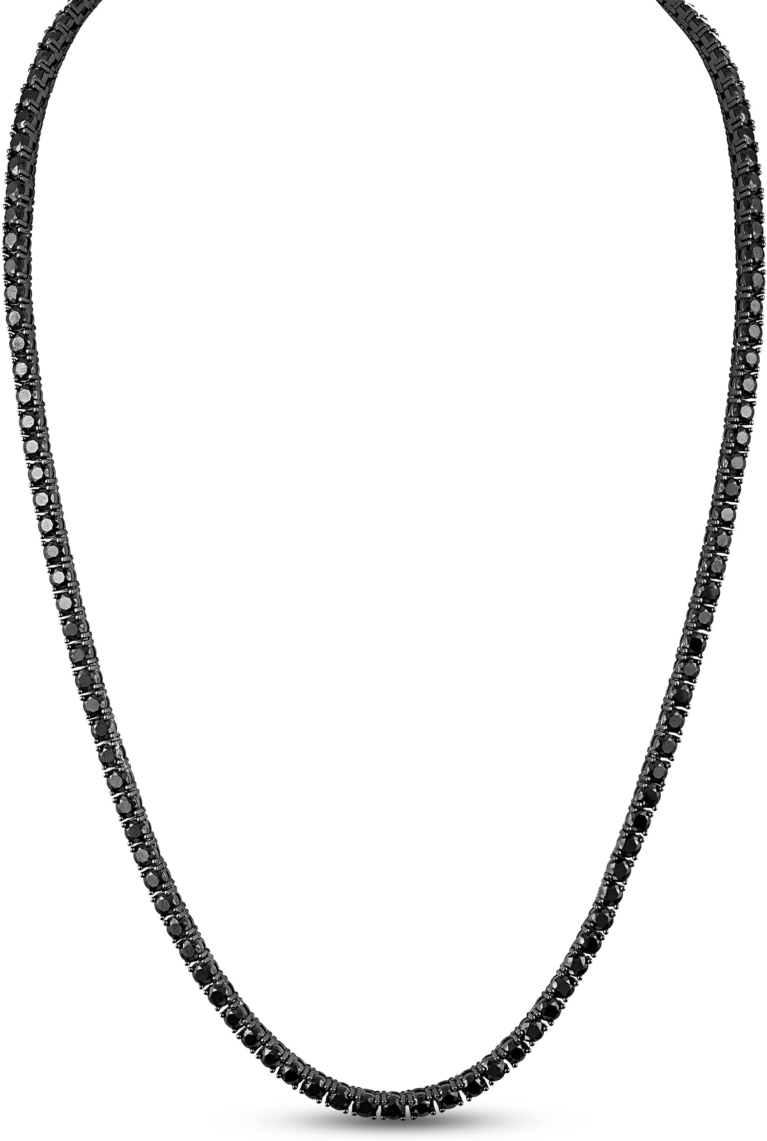 ANTI-TARNISH 3mm 4mm 1 Row Cubic Zirconia Real Oxidized Solid 925 Sterling Silver Black Tennis Chain AAA CZ Stones Necklace 16-30" Bracelet 6.5-9 inches