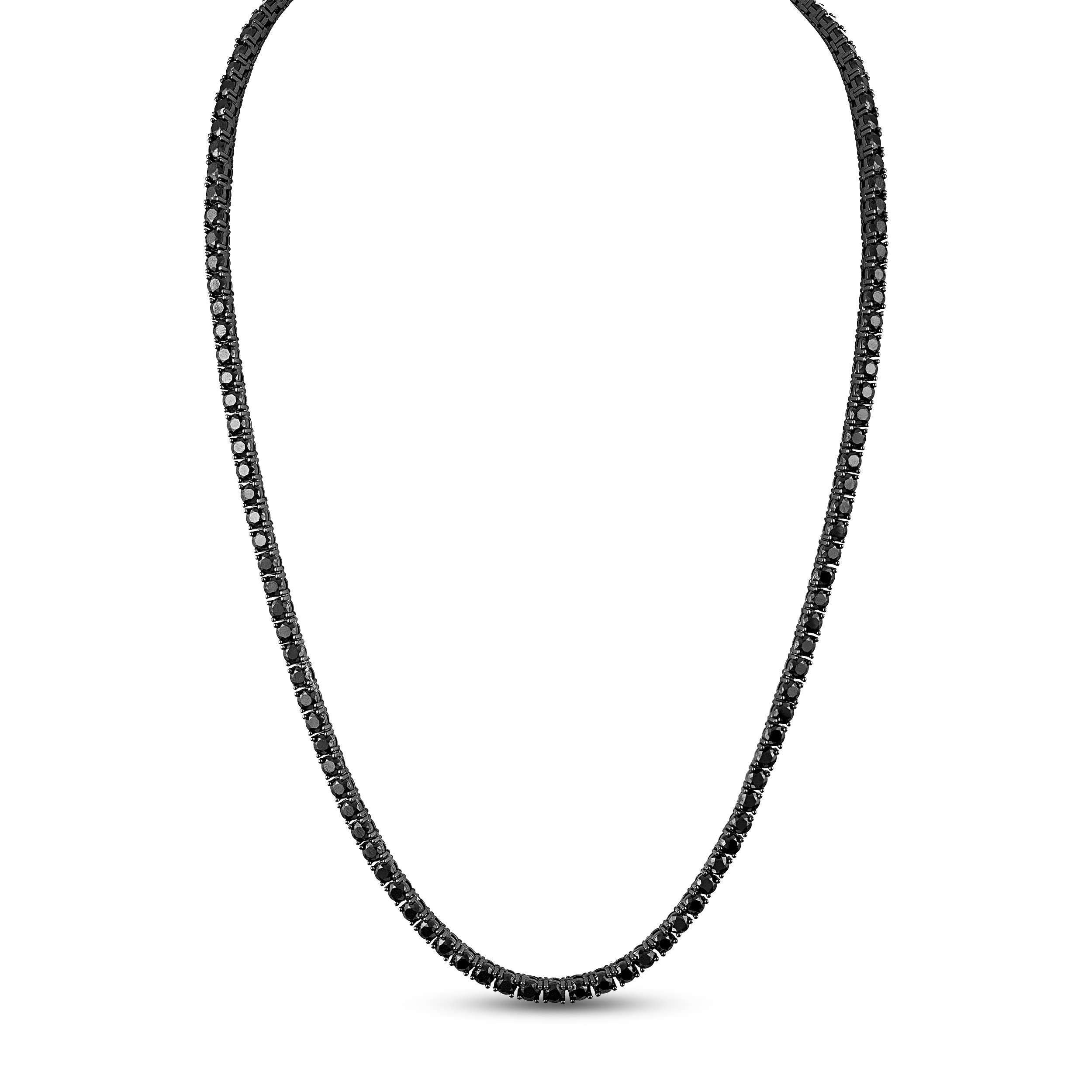 Bling NY Unisex 1 Row Tennis Necklace Black Finish Lab Diamond 3mm 4mm 5mm 6mm Solitaire Choker Tennis Chain 16"-30" Bracelet 6.5"-9"-image-23