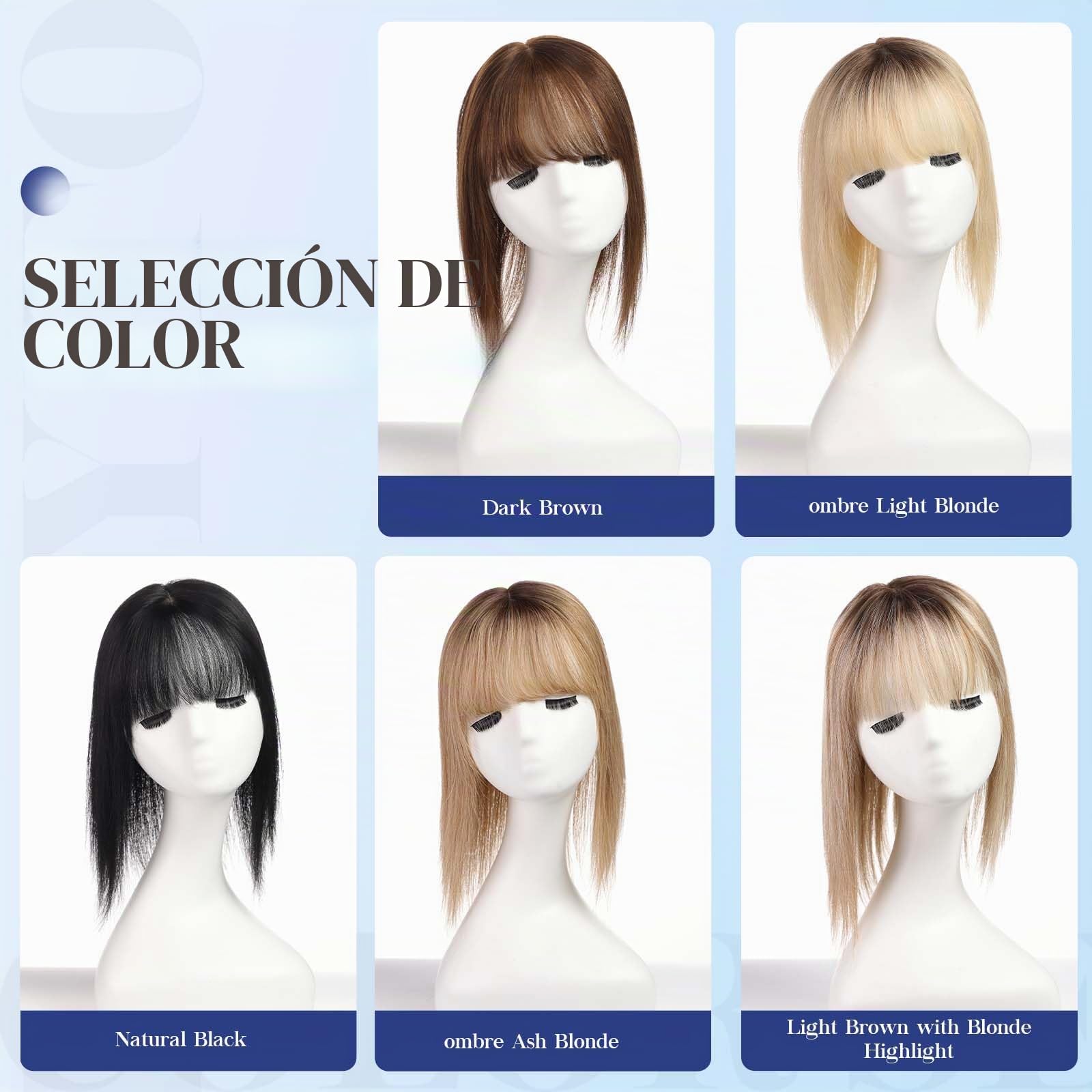 HAIRCUBE Tapa de Cabello 5"*5.5" Base para Mujeres, 14 Pulgadas rubio ceniza ombré, Tapa de Cabello 100% Cabello Humano Real con Flequillo para Mujeres con Cabello Ralo