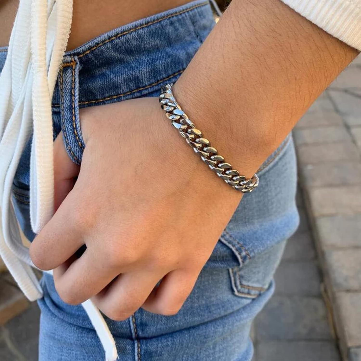 Memgift Stainless Steel Cuban Chain Bracelets for Men & Women - 6.5/7/7.5/8/9 Inch Gold Plated & Silver Stainless Steel Fashion Jewelry Bracelet - Image 8