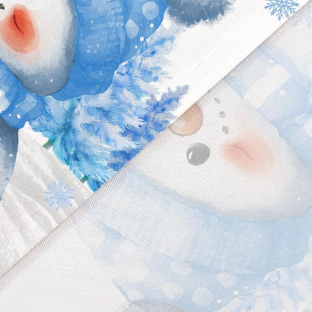 DYNH Christmas Shower Curtain - Blue Snowman Tree Forest Bathroom Set With Hooks (72x75) Fabric