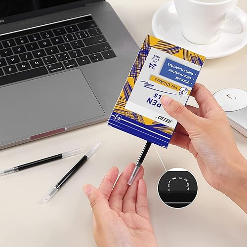 Miniatura 2 de JEEZZO Recambios de tinta de gel para bolígrafos retráctiles de clic de punta media azul compatible con Pilot G2 Pentel Energel Jetstream Sharpie