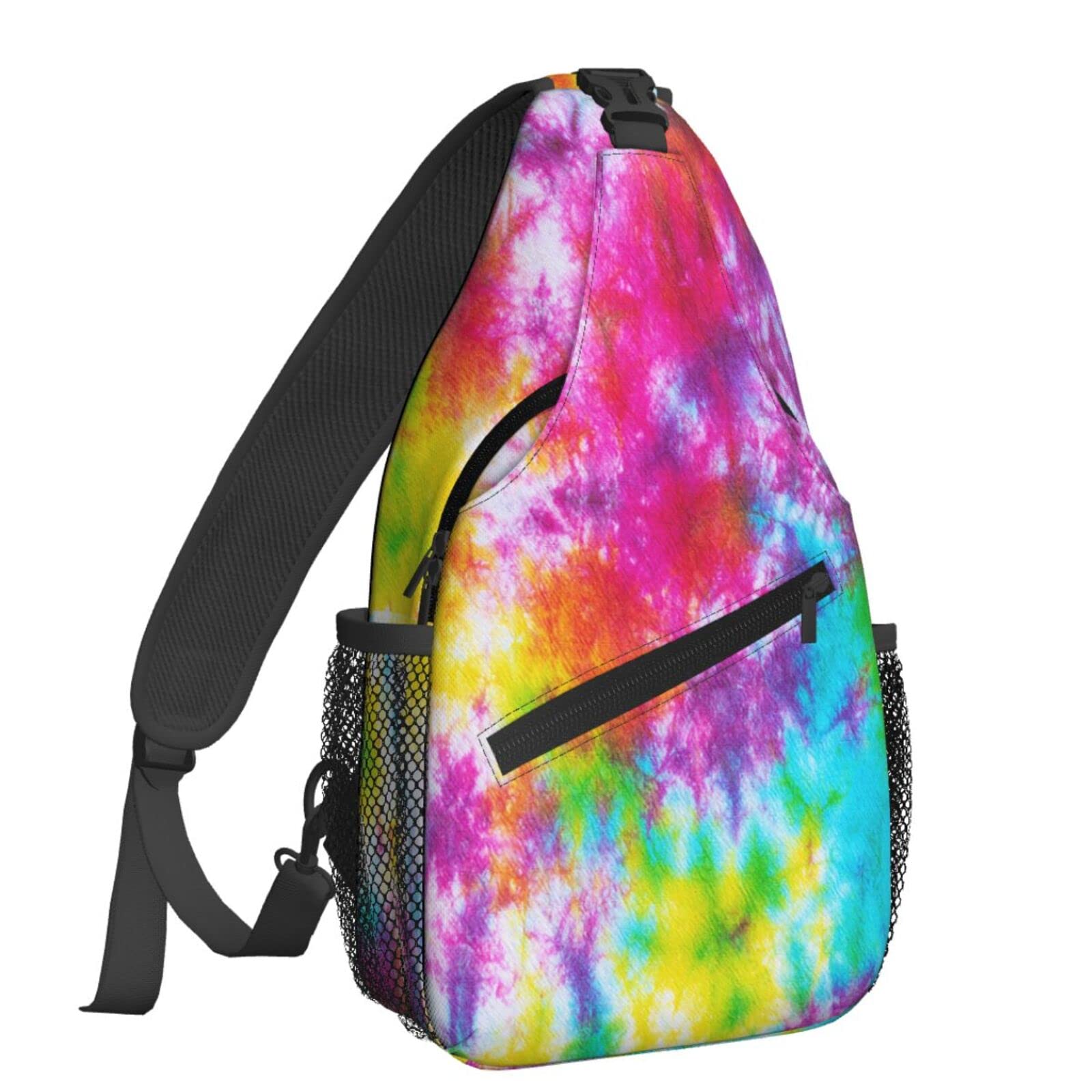 fifbird Rainbow Washed Tie Dye Sling Backpack Chest Bag Crossbody Shoulder Bag Gym Cycling Travel Hiking Daypack For Men Women