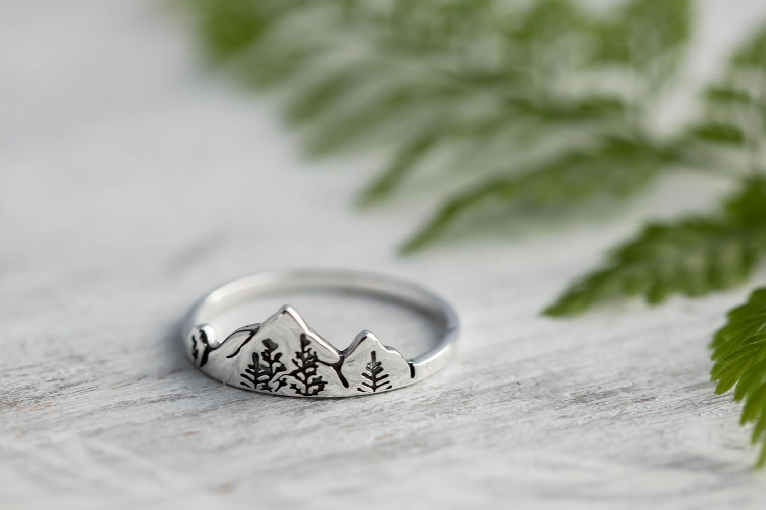 925 Sterling Silver Mountain Range Ring for Women - Highs and Lows Wave Band, Mother Daughter Inspirational Jewelry, Alaska Wildflower Nature Gift