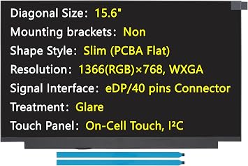 New LCD Screen Replacement for HP 15-DW3056CL TPN-C139 Laptop Panel NT156WHM-T04 V8.0/V8.4, 15.6" HD 1366x768 40-Pin Touch-Screen LED Display