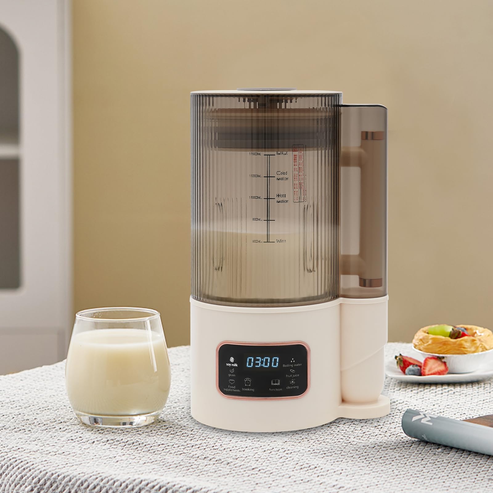 Latte di soia Produttore automatico del latte di noci, max 1500ML spremiagrumi macchina 1000ML bevande calde con funzione di prenotazione 24 ore per noci soia cereali
