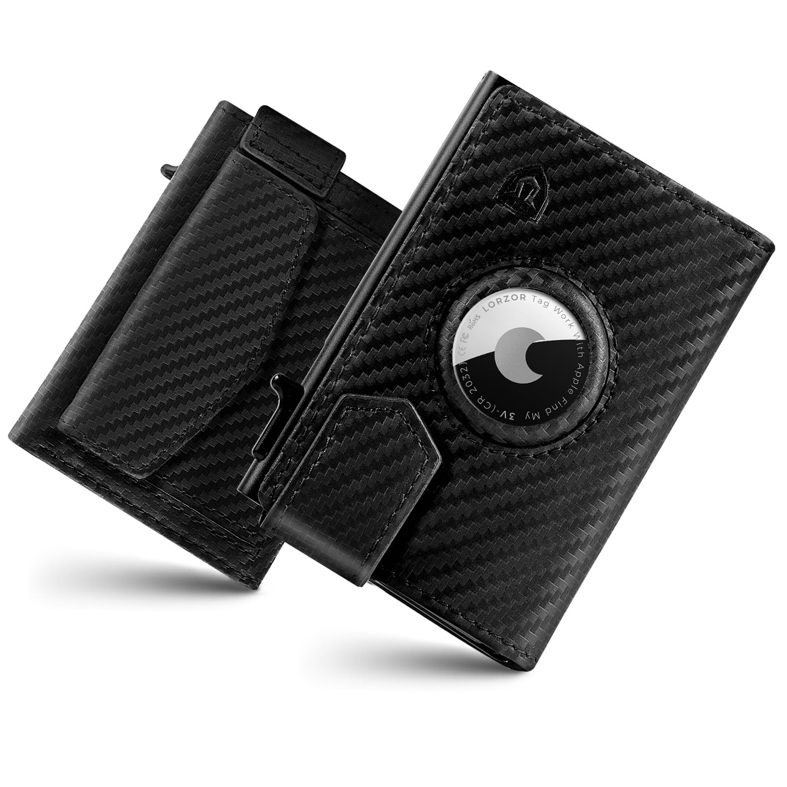 LORZOR AirTag Wallet mit XXL münzfach für 10+ Münzen, Geldbörse mit Magnetischer Verschluss, Slim Wallet mit Münzfach, TÜV Kartenetui RFID Schutz, Brieftasche Herren, Portemonnaie, AirTag Portmonee