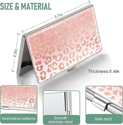 Miniatura 10 de Swooflia Funda para tarjetas de visita para mujer con cita inspiradora color rosa metálico monedero delgado de bolsillo cuadrado bonitos regalos
