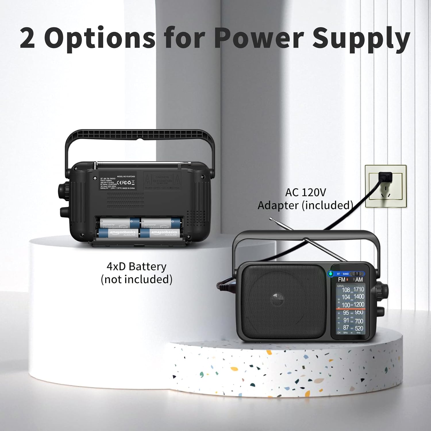 YOWGULF Radio AM FM con la mejor recepción, radio transistor portátil ...