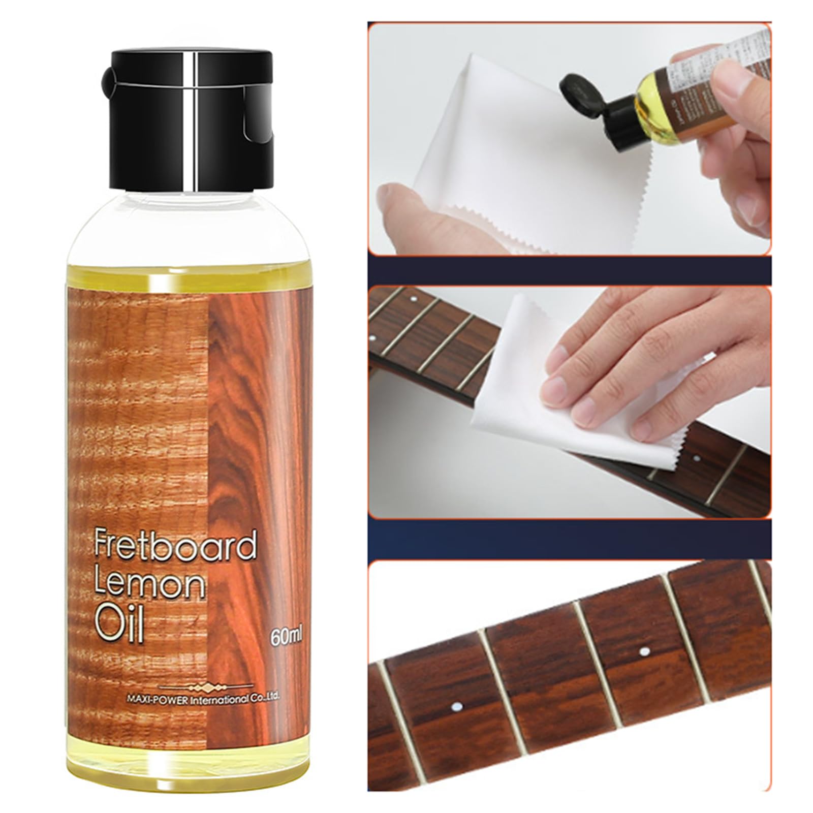 QWQJ Guitar Care Lemon Oil, Anti-Drying Guitar Fretboard Care Cleaning Fretboard Polishing Oil for Fingerboard & Guitar Body