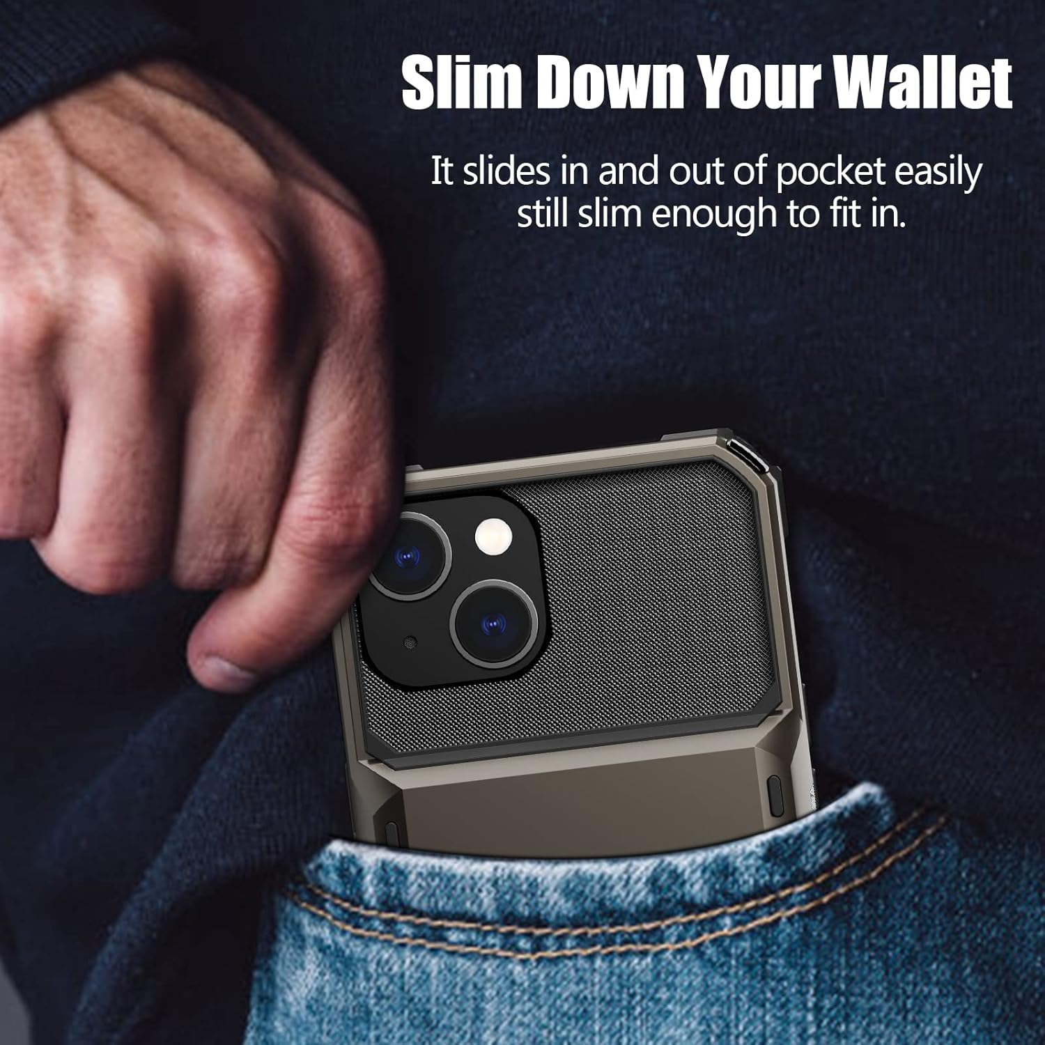 Nvollnoe for iPhone 14 Case with Card Holder[Store 5 Cards] Dual Layer Heavy Duty Shockproof Wallet Case with Hidden Card Slot Large Storage Cover for iPhone 14(Coffee) - Image 6