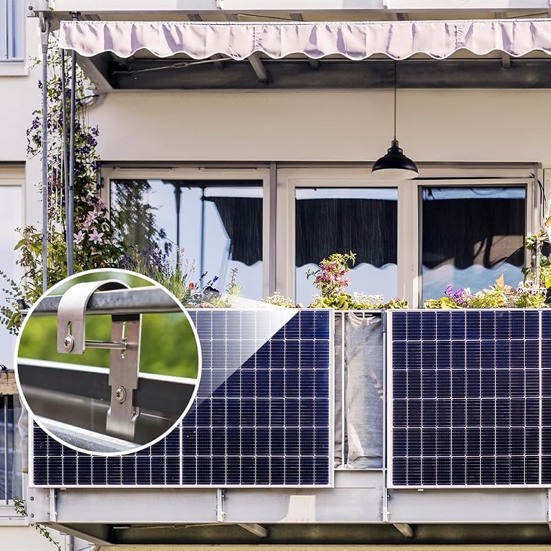 Set 4 console de montare pentru panouri solare de balcon Rebanky, cârlige universale pentru module fotovoltaice rotunde