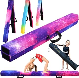 6FT/8FT/9.5FT Folding Balance Beam for Kids Ages 3-12, Foldable Gymnastics Floor Beam-Extra Firm Suede Cover with Carrying Bag for Home-Gym Equipment for Toddler Teenager