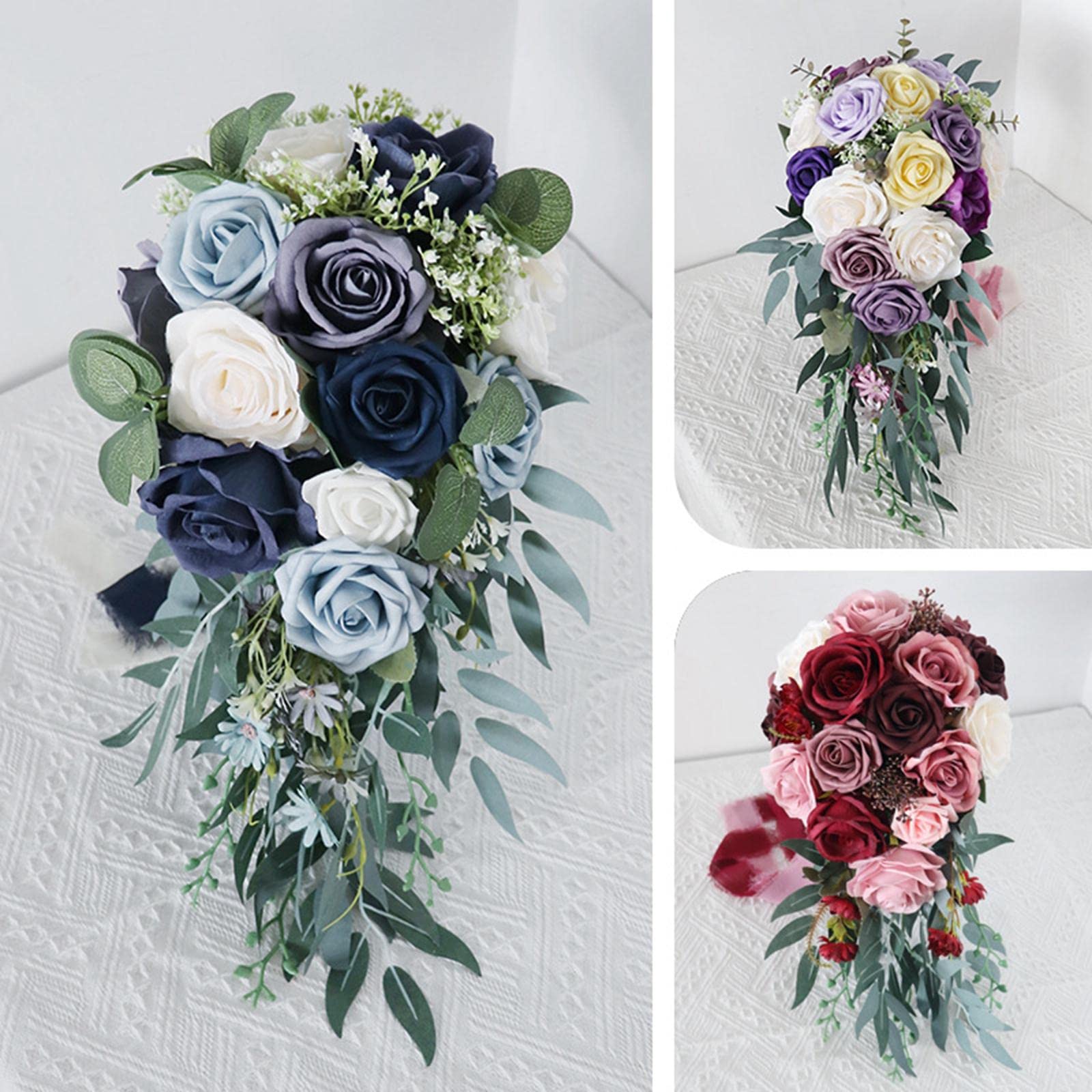 Harilla Künstliche Blumen dekorative Blumensträuße für die Hochzeitsparty, künstliche Blumen Waterfall Rose, Brautstrauß, Hochzeitsdekoration Blumen für Valentinstag, Tafelaufsätze, Jahrestag, Stil a