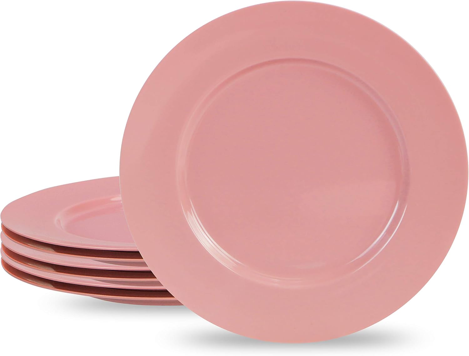 Calypso Basics Melamine Dinner Plates Set of 6,10 inch, BPA-Free, Non-Toxic, Break-Resistant, Dishwasher Safe, for Indoor and Outdoor use, Pink, by Reston Lloyd