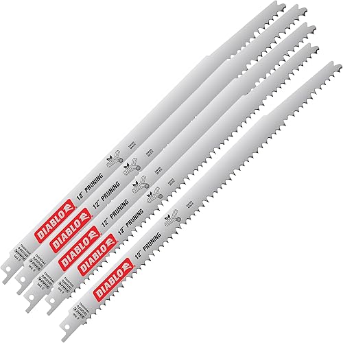 Diablo - Hoja de sierra recíproca de poda, paquete de 5, 12 pulgadas de largo, 5 TPI, modelo # DS1205FG5