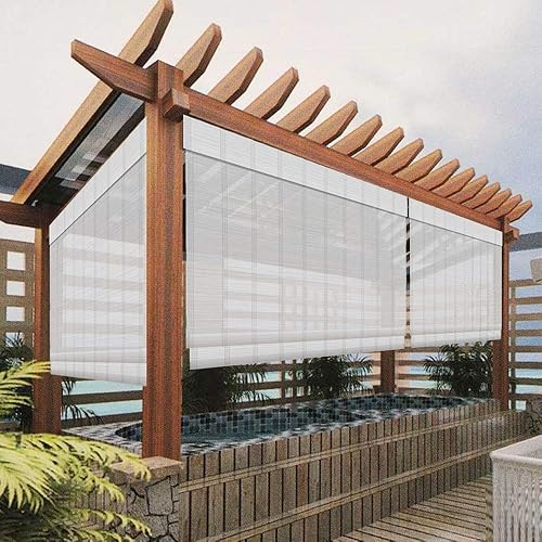 Miniatura 4 de LETAU Persianas romanas de madera con filtro de luz de bambú para jardín, patio, cenador, porche, patrón 2