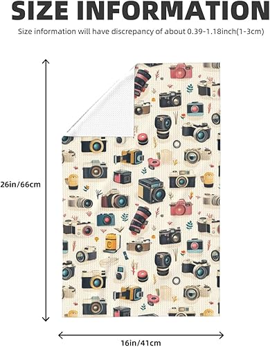 Miniatura 2 de Retro Camera Print Kitchen Towels, Quick Drying Absorbent Dish Towel, Soft Hand Towels for Kitchen Drying with Lanyard for Home Decor