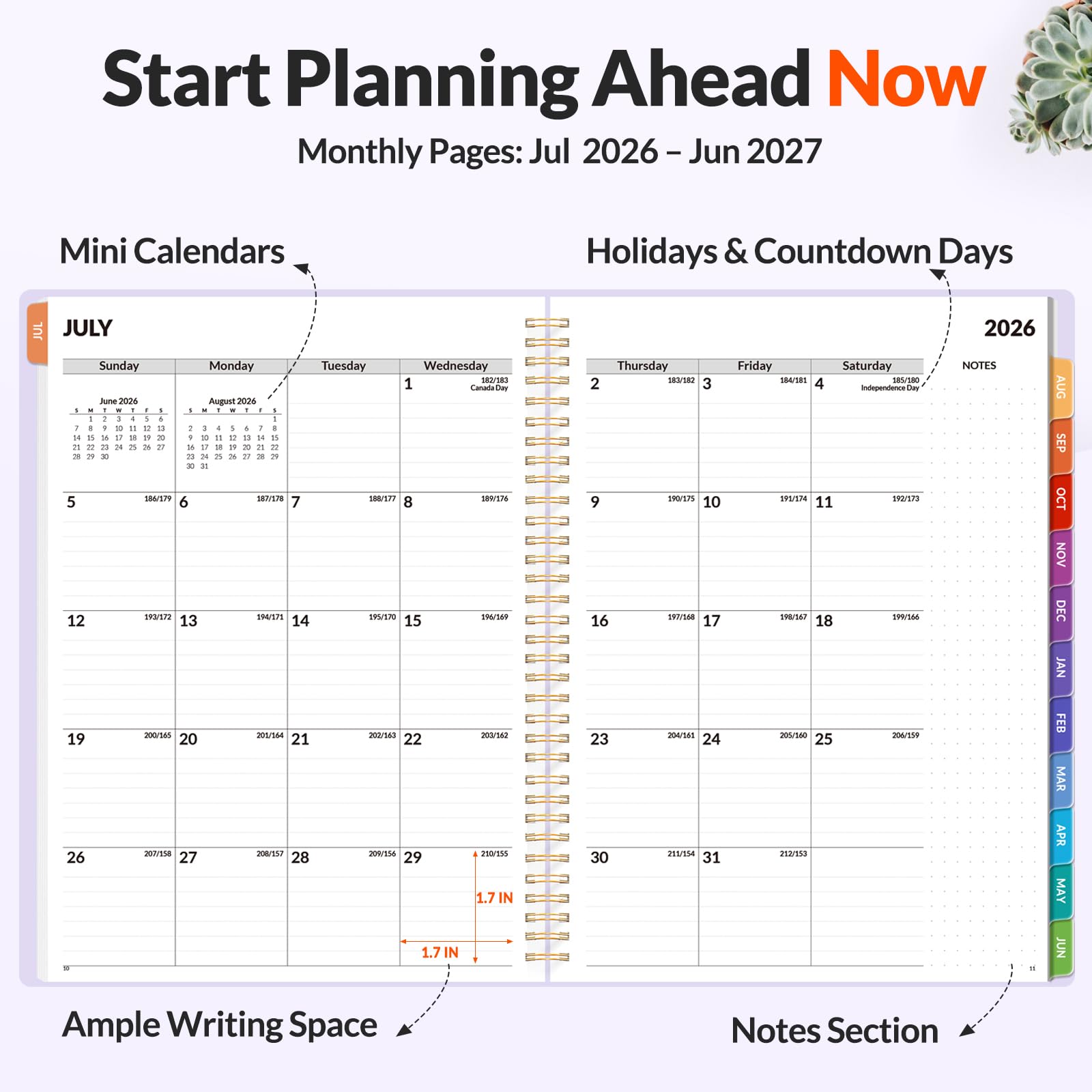 SUNEE Agenda accademica settimanale e mensile 2024-2025, agosto 2024-dicembre 2025, calendario scolastico 8,5 x 11 pollici, agenda giornaliera con scheda mensile, copertina flessibile, pagine