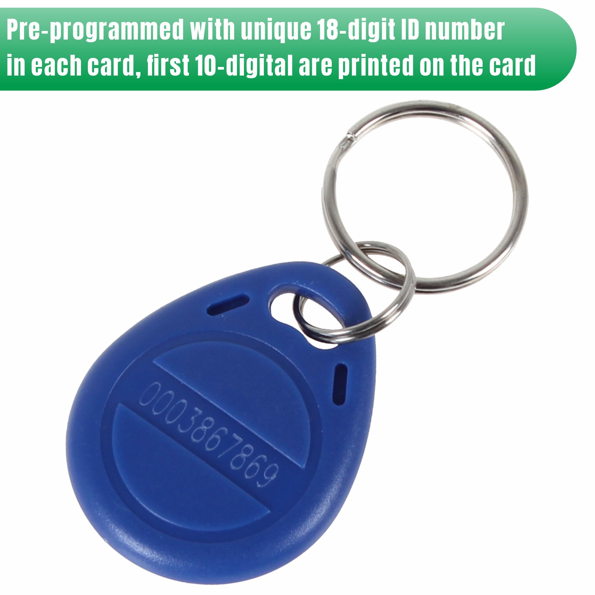 UHPPOTE Proximité Em 125KHz RFID Id Card Tag Token Key Chain Keyfob Lecture seule Couleur Bleu (100 Pack)