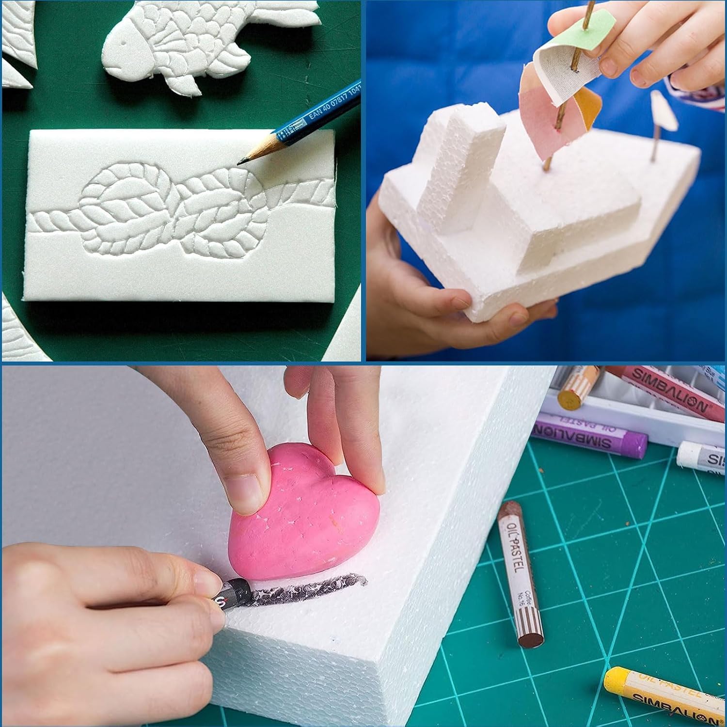Aselected 4 Stück Schaumstoffblöcke, 30x30x2cm Styroporblöcke für Projekte, Polystyrol-Bastelblöcke zum Modellieren, Basteln, DIY-Kunsthandwerk, Blumenarrangements (weiß) (Packung mit 2)
