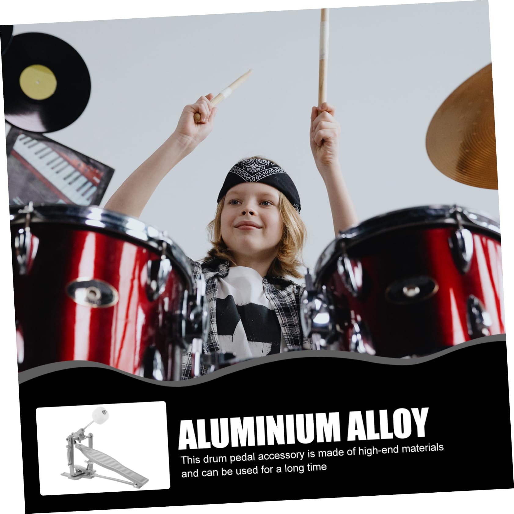 FUNOMOCYA Professional Drum Pedal Boys and Girls Drum Set Pedal Percussion Instrument Accessory
