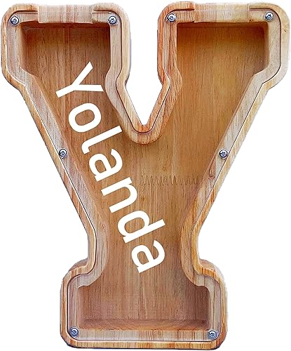 Miniatura 79 de Alcancía grande para niños y niñas, alcancía de madera personalizada con diseño recortado, bancos de monedas de letras del alfabeto, caja de ahorro