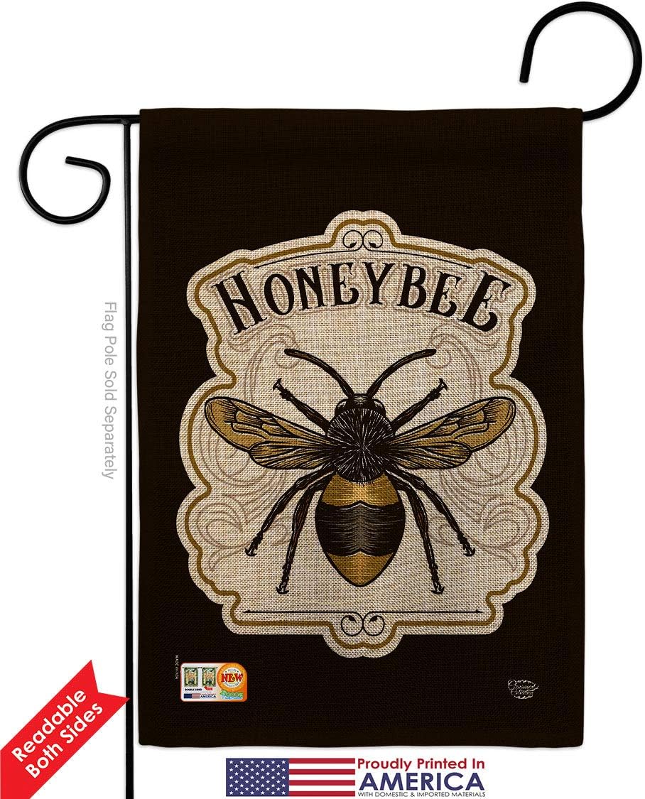 Bee Burlap Burlap Garden Flag Set Wall Holder Friends Butterfly Ladybugs Dragonfly Springtime Insect Natural Wildlife Small Decorative Gift Yard House Banner Double-Sided Made In USA 13 X 18.5