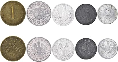 Austria 5 Mixed Coins | 1 Groschen to 1 Shilling | Austrian Currency Since 1946