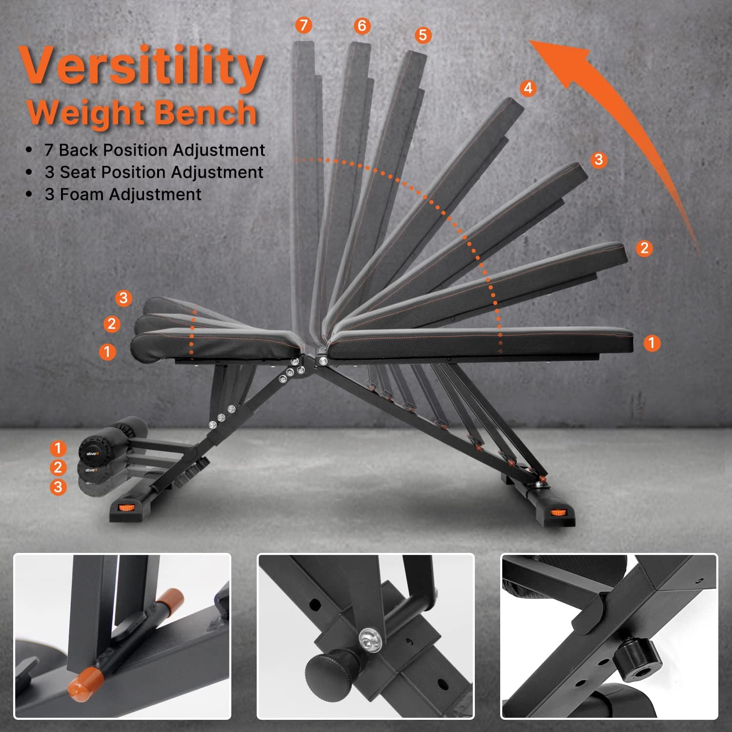 Ativafit Weight Bench Folding Strength Training Bench for Full Body Workout Incline Bench with Quick Folding& Fast Adjustment Decline Home Gym
