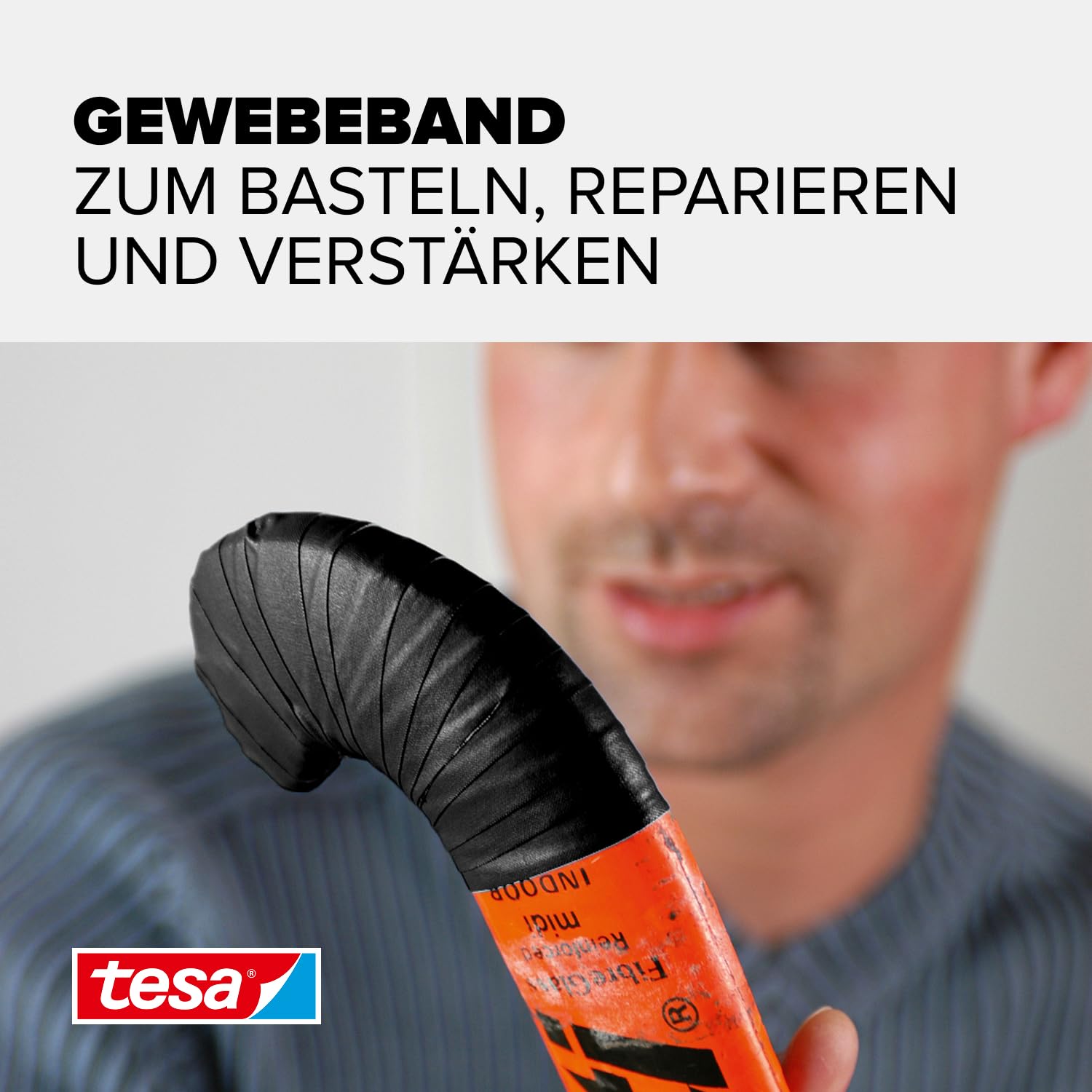 tesa extra Power Perfect Gewebeband - Gewebeverstärktes Ductape zum Basteln, Reparieren, Befestigen, Verstärken und Beschriften - Schwarz - 50 m x 50 mm