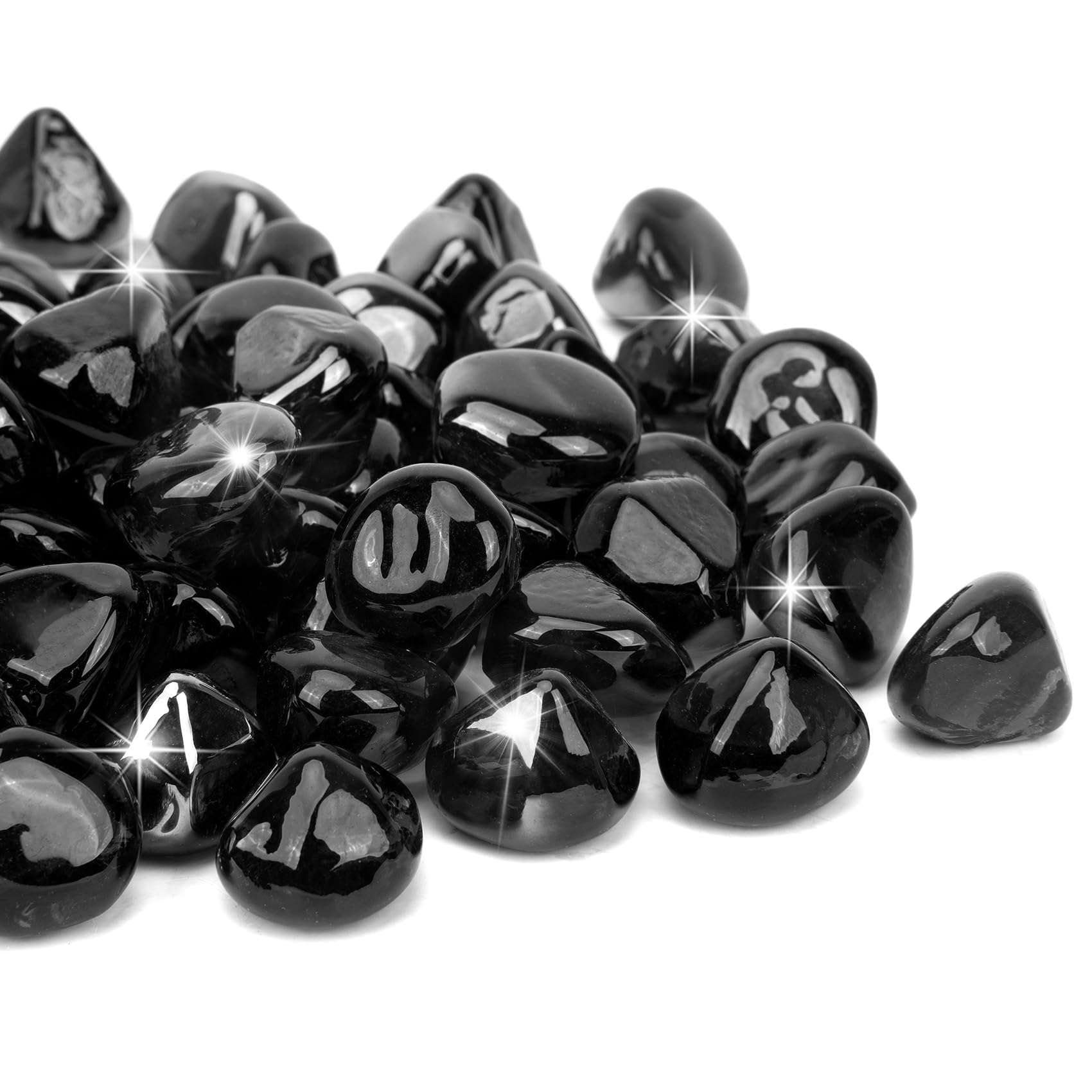 Mr. Fireglass 1/2" Reflective Fire Glass Diamonds for Fireplace, Fire Pit, Lanscaping, 10 lb, Onyx Black-image-35