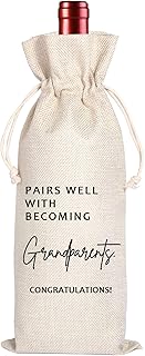 Grandparents Wine Themed Announcement,Gandma Grandpa Wine Bag,New Grandparents Gift-Pairs Well with Becoming Grandparent Congratulations