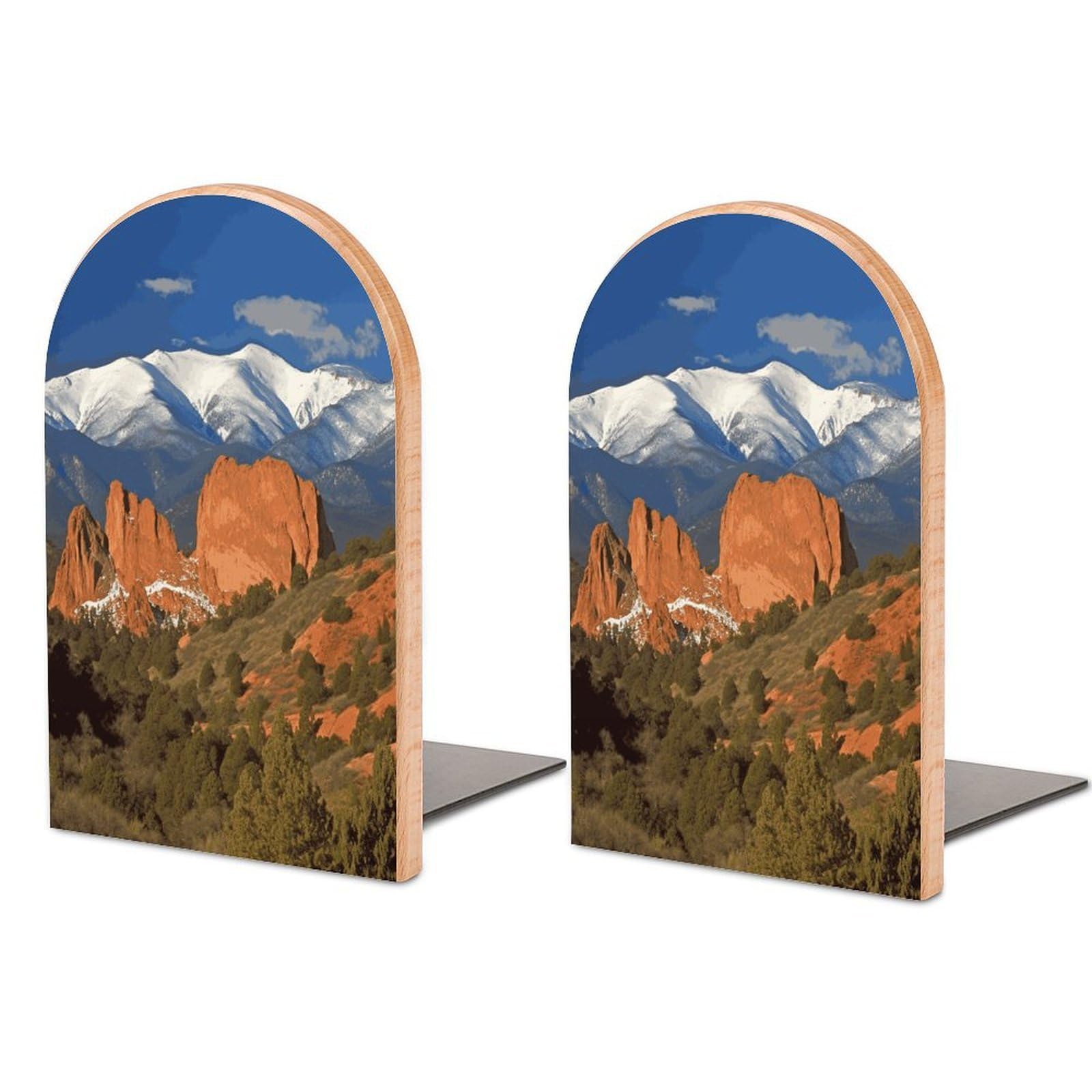 Serre-livres en bois Pikes Peak Colorado : 1 paire antidérapante réglable pour bureau