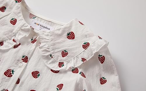 Miniatura 5 de Mud Kingdom Blusa para niñas, primavera, otoño, manga larga, con botones, cuello con volantes