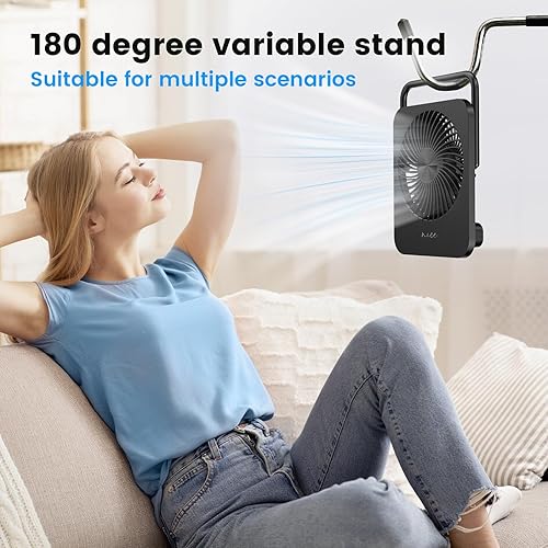 Miniatura 4 de Ventilador de escritorio, ventilador de mesa plegable de inclinación de 180 negro con carga USB-C, 3 ajustes de velocidad para escritorio de oficina