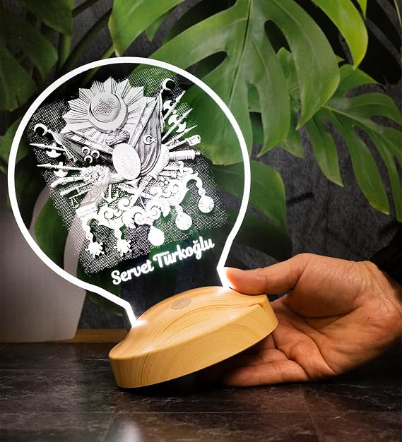 Babaya Hediye, Osmanlı Tuğrası 3D LED Lamba - Tarih ve Sanatseverler İçin Kişiye Özel Hediyelik, Osmanlı Temalı Dekorasyon
